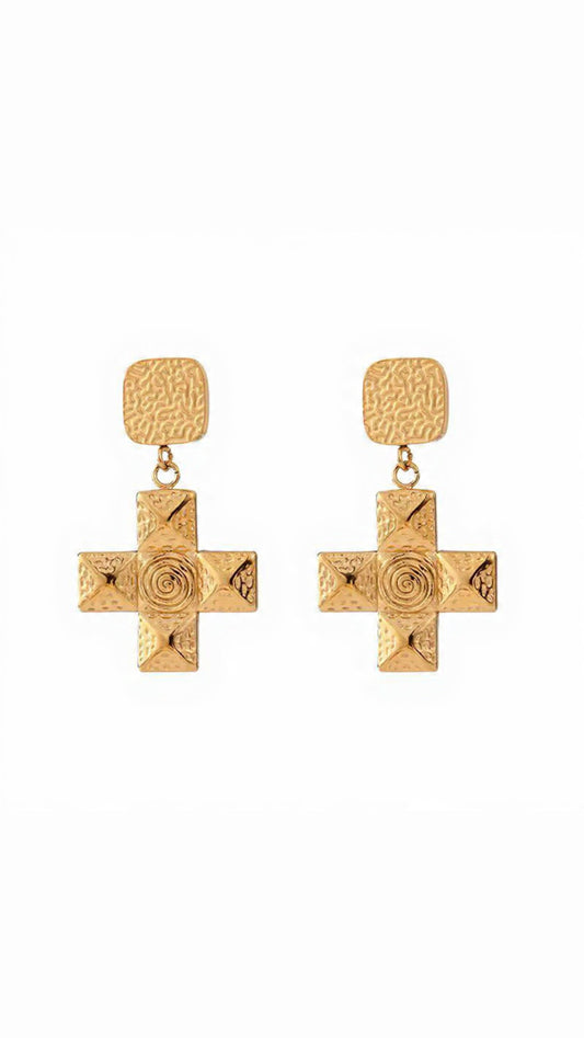 Cross Gold  Earrings